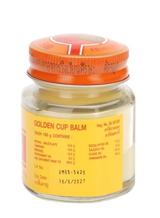 Golden Cup Balm Yellow Herbal Thai Ointment 50g - Image 2