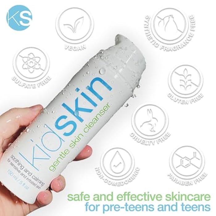 Kidskin Gentle Skin Cleanser for All Skin Types - Face Wash for Kids- Hydrating Facial Cleanser for Teens Girls & Boys - Preteen Care for 8 Years Old or Above, Cruelty-Free- 5 fl. oz - Image 5