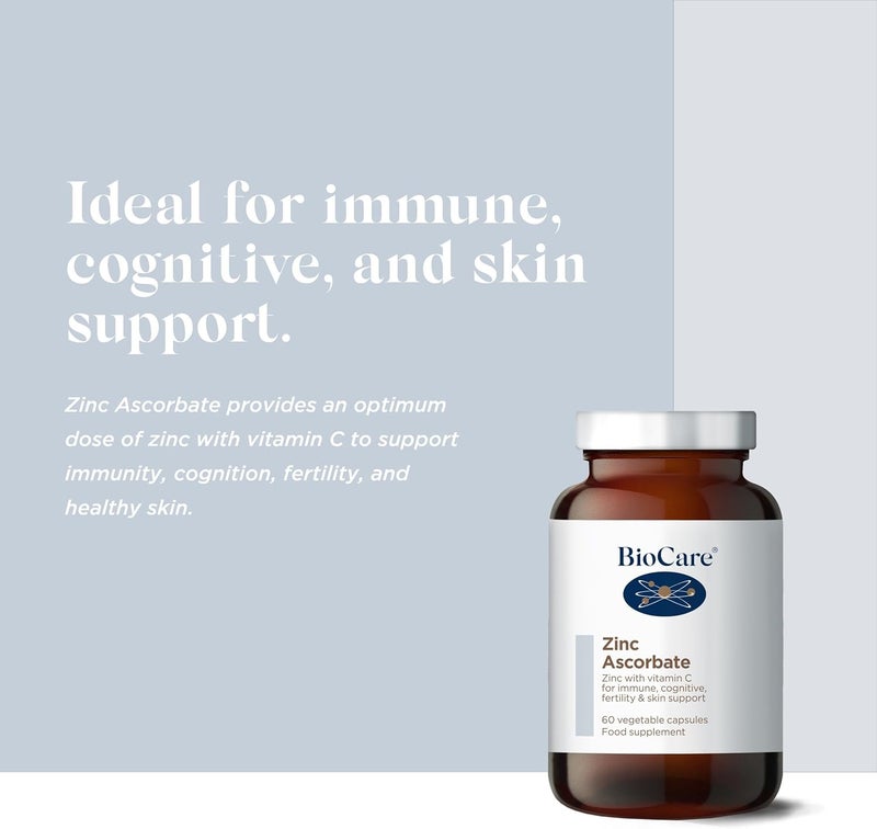 Biocare Zinc Ascorbate Vegetable Pack of 60 Capsules - Image 2