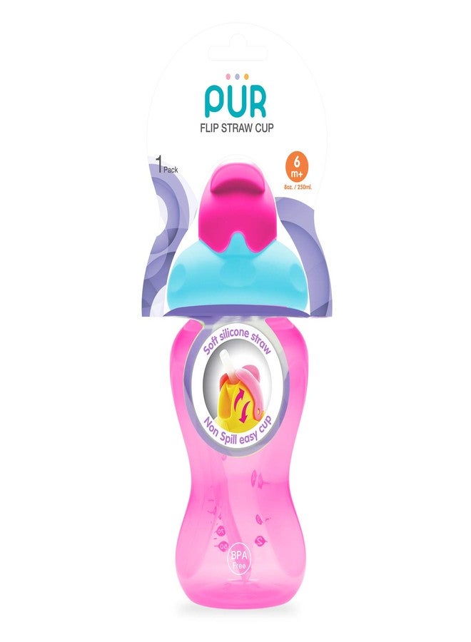 Pur Flip Flap Straw Cup 8 oz/250 ml Pink - Image 2