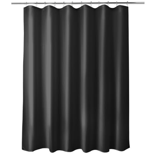 Titanker Fabric Shower Curtain Liner Washable with 2 Magnets 70 x 72 Inches Waterproof Soft Fabric Lightweight Polyester Black