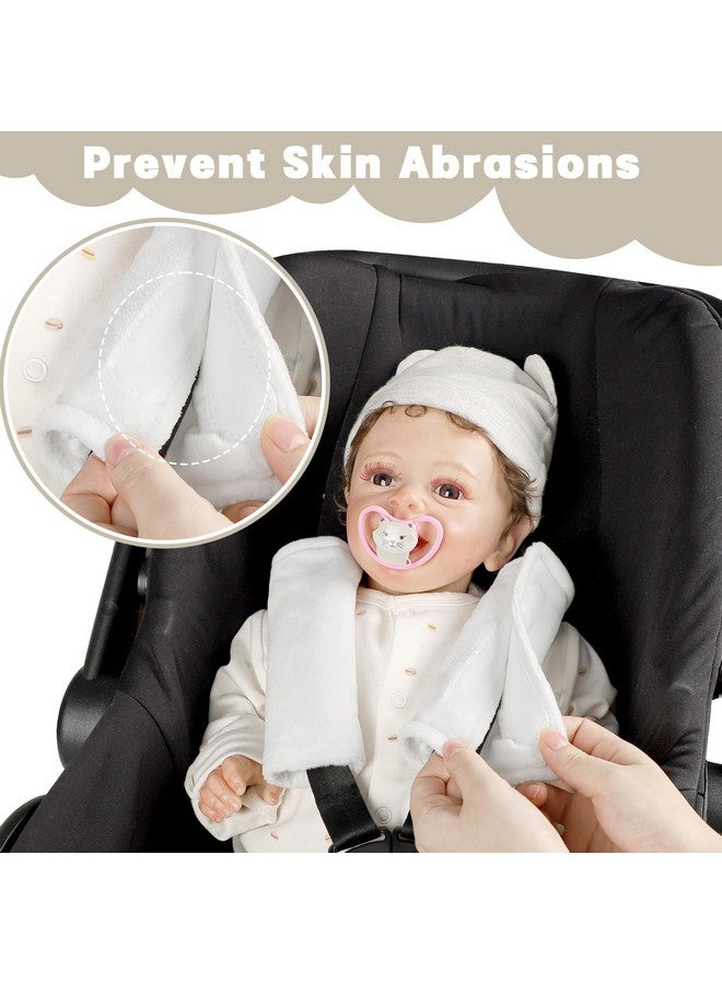 GFU Car Seat Strap Pads for Baby, Soft Shoulder Pads for Comfort, Reversible Seatbelt Covers for Kids, Perfect for Baby Car Seat, Stroller, Swing, High Chair, Size: 6.5 x 6.5 inch, White - Image 3