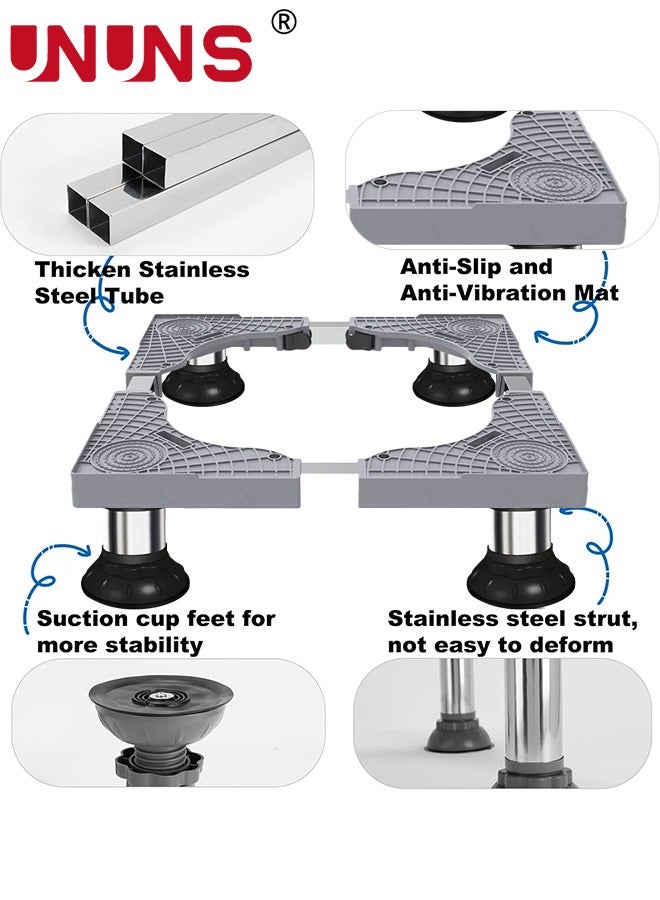 UNUNS Fridge Stand Universal Stand,Base With 4 Adjustable Sturdy Feet,For Washing Machine Stand Pedestal,Fridge Base Stand,Grey - Image 5