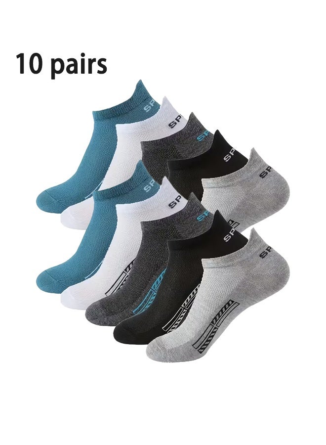 Zeemey Unisex Colorful Invisible Boat Socks 10 Pairs Set, Comfortable and Breathable Short Socks, Versatile for Everyday Wear, Prevents Slip-Off. - Image 1