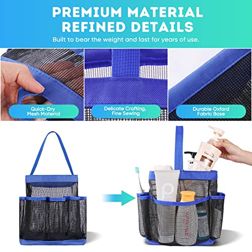 EUDELE Mesh Shower Caddy Portable for College Dorm Room Essentials,Portable Shower Caddy Dorm with 8-Pocket Large Capacity,Shower Bag for Beach,Swimming,Gym-Blue - Image 3