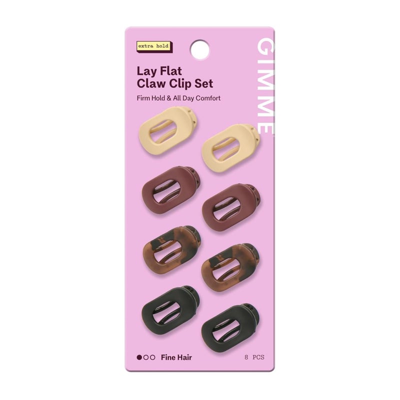 Gimme Beauty Lay Flat Claw Clip Set NonSlip Sleek Accessory Pack Perfect for Fine Hair Comfortable AllDay Hold with Firm Grip 8 Pack - Image 3