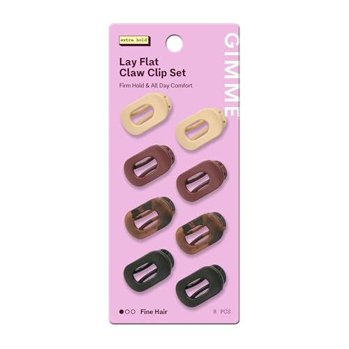 Gimme Beauty Lay Flat Claw Clip Set NonSlip Sleek Accessory Pack Perfect for Fine Hair Comfortable AllDay Hold with Firm Grip 8 Pack - Image 1