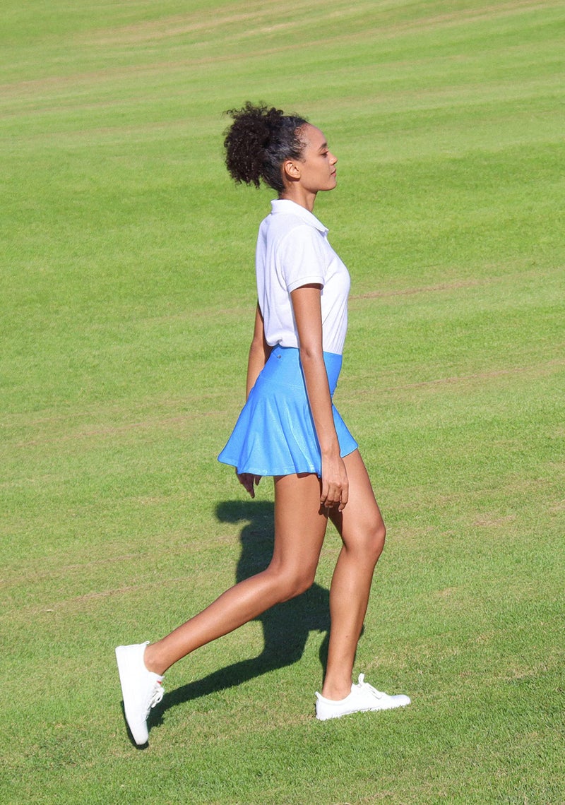 SANTINY Pleated Tennis Skirt for Women with 4 Pockets Women's High Waisted Athletic Golf Skorts Skirts for Running Casual (Light Blue_L) - Image 3
