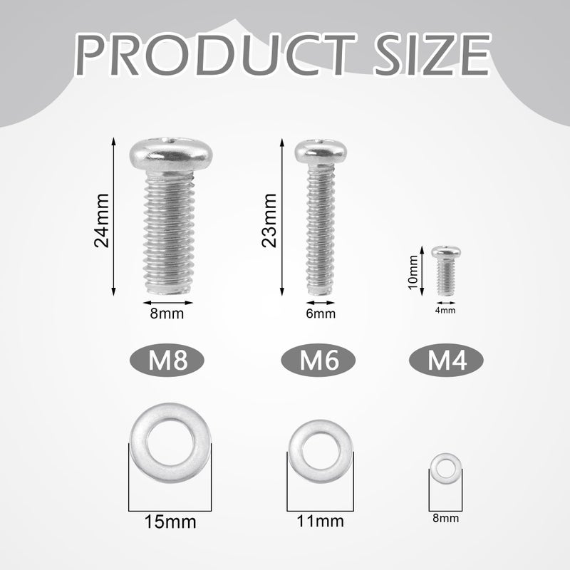 Quacc Universal TV Mounting Hardware Kit 24 PCS M4 M6 M8 Stainless Steel Screws Washers for VESA Wall Mount TV and Monitor Bracket Fixing - Image 2