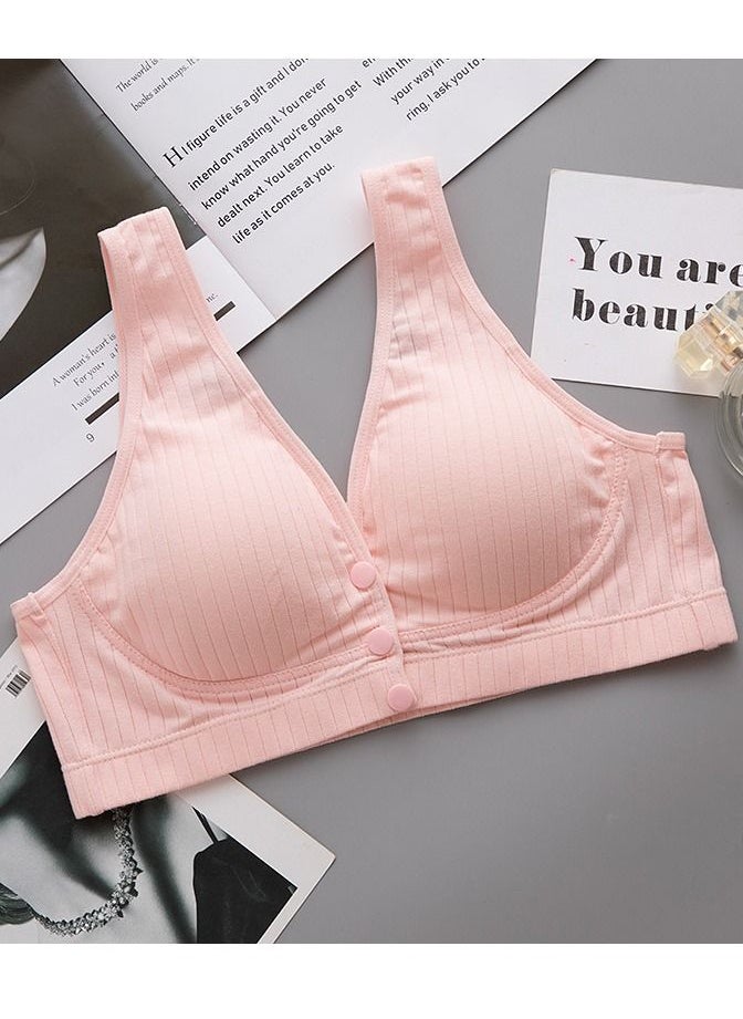 Loquat - Comfy Thin Cup Front Button Nursing Bra Pregnancy Underwear Pink - Image 1