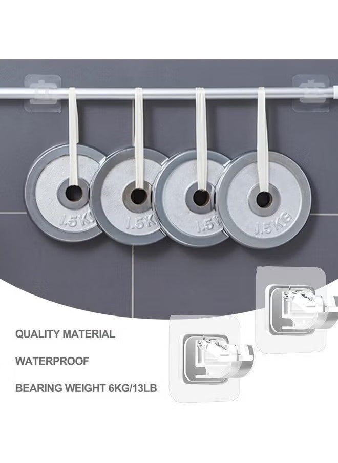 ZVEV No Drill Curtain Rod Brackets No Drilling Self Adhesive Curtain Rod Holder Hooksï¼6PCS/Clear/White/Blackï¼ - Image 5