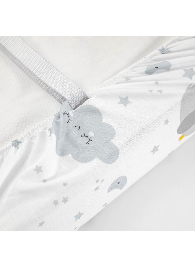 TILLYOU TILLYOU Changing Pad Cover Set in Soft Jersey Material - Fits 32"/34''x16 Contoured Pad for Babies, Elephant & Cloud, Grey  - Image 4