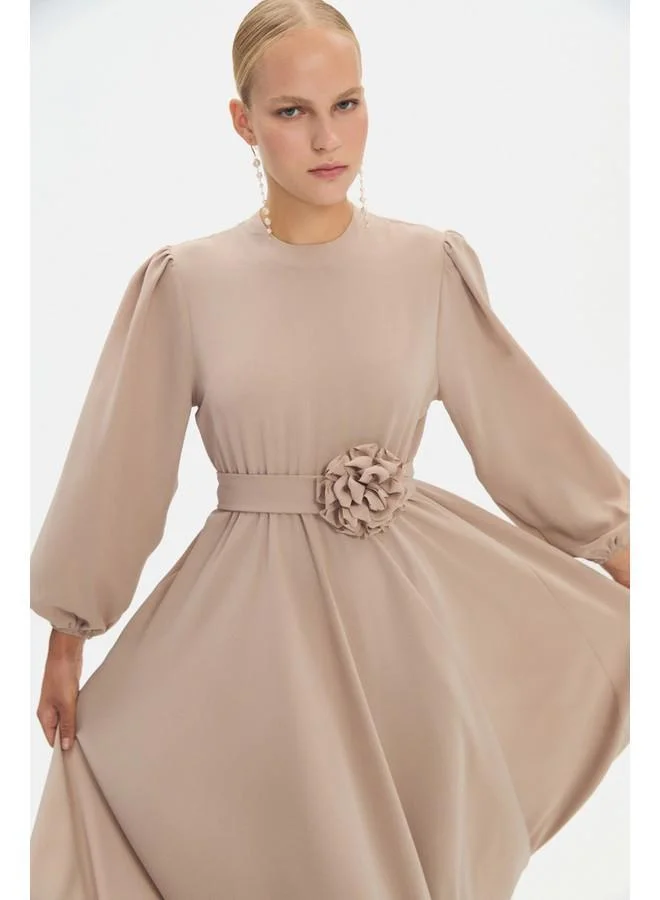JUNE June Women Stone Detailed Flowy Abaya Beige