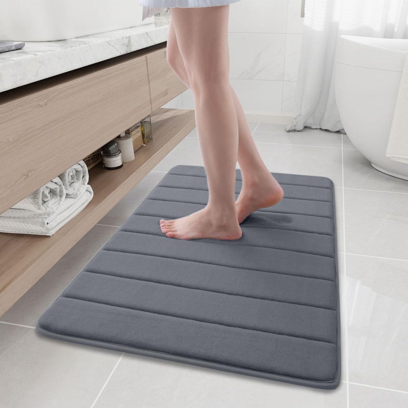 Buganda Memory Foam Bath Mat 354 x 24 Ultra Soft and NonSlip Bathroom Rugs Water Absorbent and Machine Washable Bath Rug Runner for Bathroom Shower and Tub Dark Grey