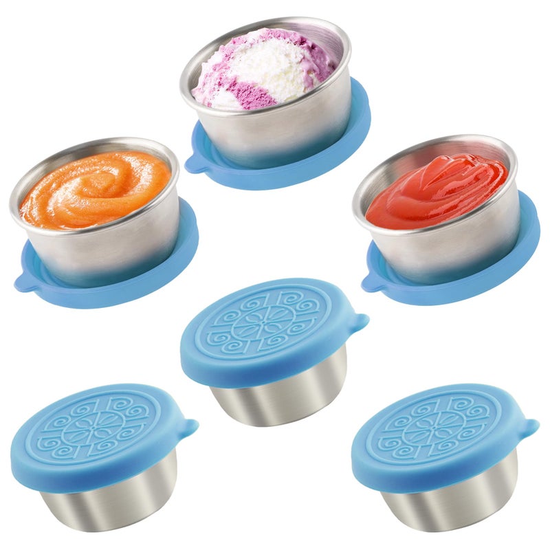 Qukaka 6x1.6 Oz Salad Dressing Containers With Lids  Small Leakproof Reusable Stainless Steel Salad Dressing Container To Go For Lunch Boxes Sauce containers  Picnics Travel Meal Prep And Kitchen Storage. - Image 1