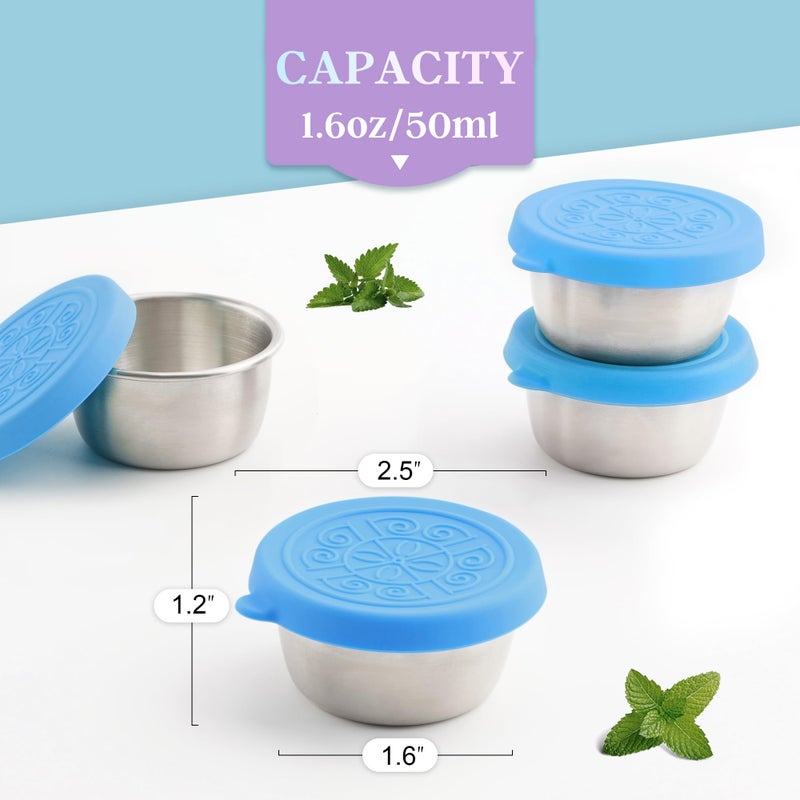 Qukaka 6x1.6 Oz Salad Dressing Containers With Lids  Small Leakproof Reusable Stainless Steel Salad Dressing Container To Go For Lunch Boxes Sauce containers  Picnics Travel Meal Prep And Kitchen Storage. - Image 2