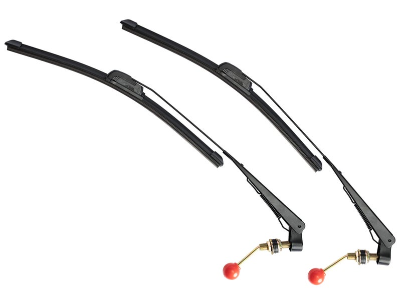 Boine 2 Set 157 UTV Hand Operated Manual Windshield Wiper Kit Compatible with UTV Golf Cart Polairs RZR Ranger Can Am X3 Commander Wiper Blade with Wipe Arm