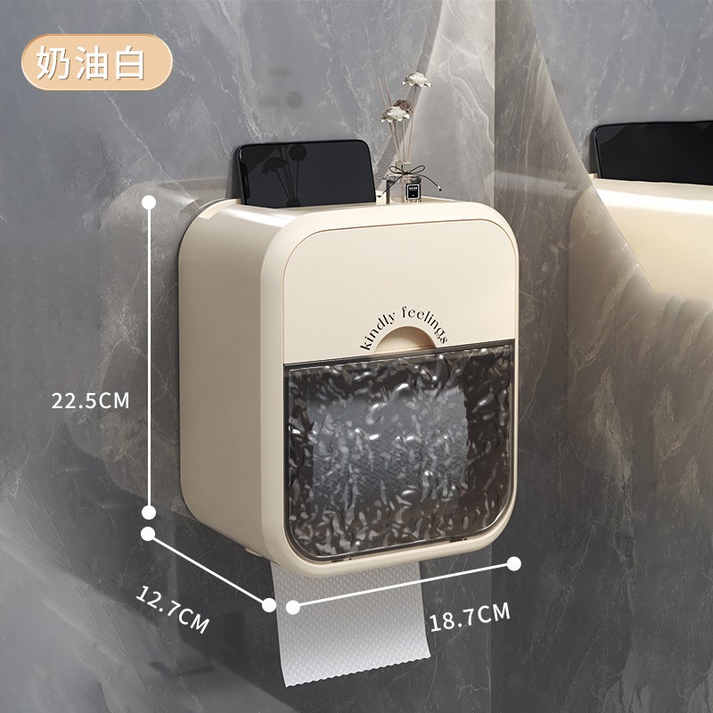 Toilet Wall-Mounted Tissue Box High-Looking Toilet Paper Box Tissue Box Hand Towel Wall-Mounted Water Wave Glacier Pattern - Image 1