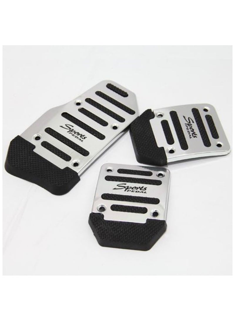 يو إكس سيل غطاء دواسة فرامل معدني للسيارة بلون اسود وفضي من اوكسيل، 3 قطع - Image 2