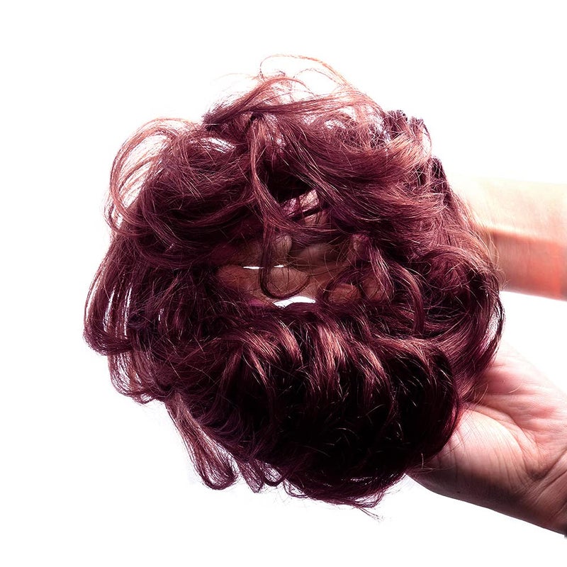 Bella Hair 100 Human Hair Scrunchies Messy Bun Hair Piece for Women Wavy Curly UpDo Chignon Extensions 99J Red Wine118 Burgundy