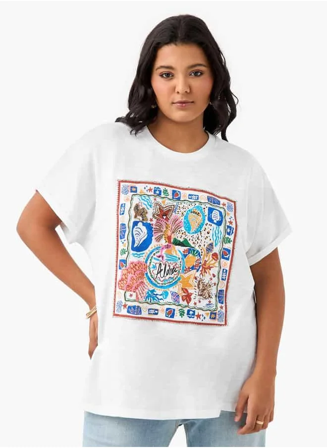 Ulla Popken Plus Size Ulla Popken Printed T-shirt