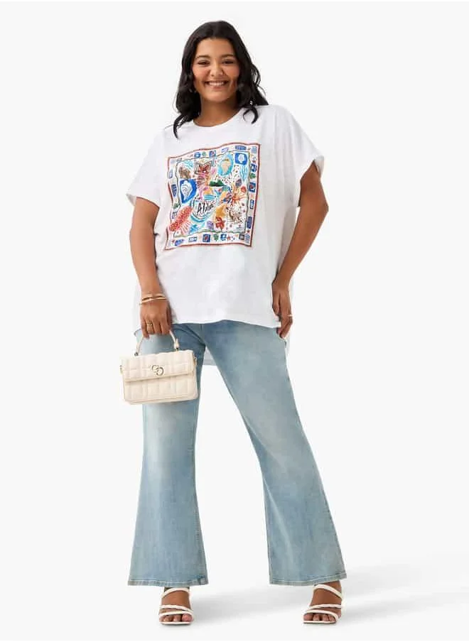  أولا بوبكن Plus Size Ulla Popken Printed T-shirt