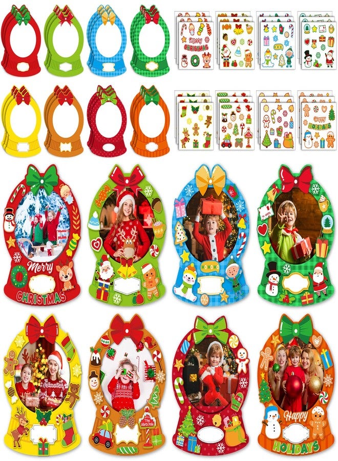 Blosssound 48 Pcs Christmas Picture Frame Craft with Stickers Xmas Snow Globe Photo Frame Craft Xmas Party Art Gifts for Christmas Winter Holiday Decoration Home DIY Activities - Image 1