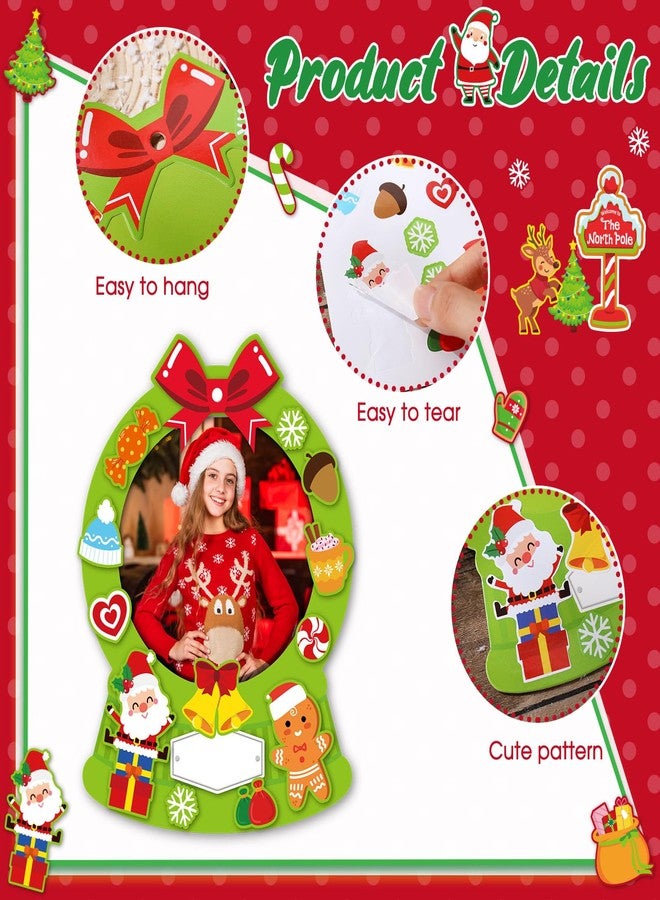 Blosssound 48 Pcs Christmas Picture Frame Craft with Stickers Xmas Snow Globe Photo Frame Craft Xmas Party Art Gifts for Christmas Winter Holiday Decoration Home DIY Activities - Image 3