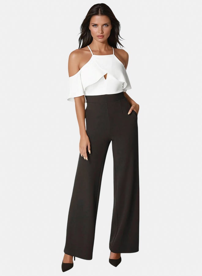 bebe Cold Shoulder Palazzo Leg Jumpsuit  - Image 1