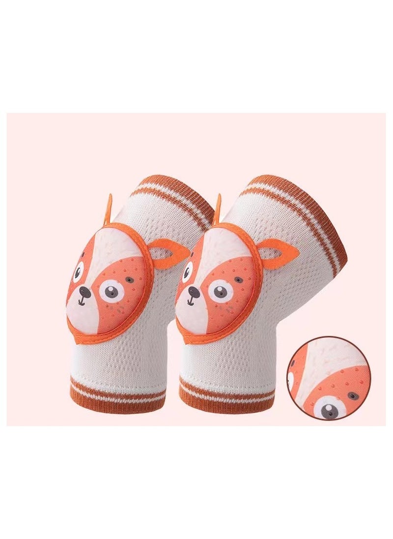  MISUTA - MISUTA Baby Crawling Knee Pads Large Baby Knee Protectors with Spongy Pads Breathable Leg Warmers Anti Slip Leg Protector Accessories for Toddlers Baby Boys Girls 2-4 Years Old (ORANGE FOX)) - Image 1