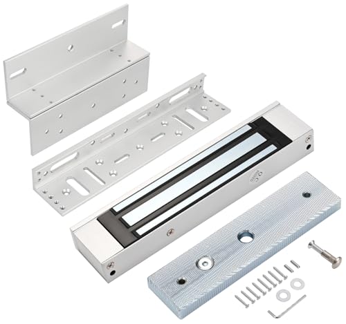 NCLTHS Electric Magnetic Door Lock with Z and L Aluminum Alloy Bracket 180KG350lb Holding Force Electromagnet Lock 12V DC FailSafe NC Mode Suitable for Indoor and Outdoor Access Control Systems - Image 1