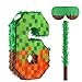 VWAERR 164 Inch Pixel Number 6 Birthday Pinata with Blindfold Stick Fillable for Candy and Treats Block Style Pinata Hanging Mexican Birthday Party Decorations Video Game Party Supplies - Image 2