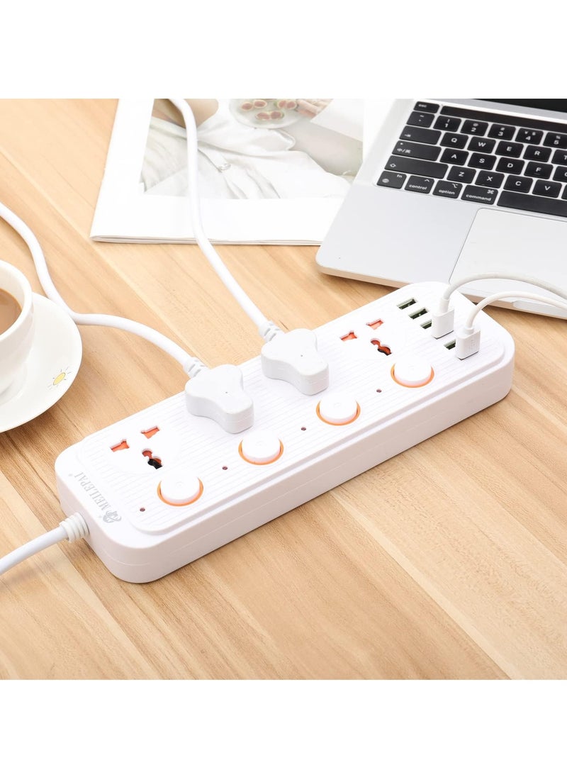 TYCOM Tycom Power Strip Surge Protector with USB- Extension Cord Flat Plug with Widely 4 AC Outlet and 6 USB, Small Desktop Station with 6 ft Power Cord, Compact Socket  - Image 3