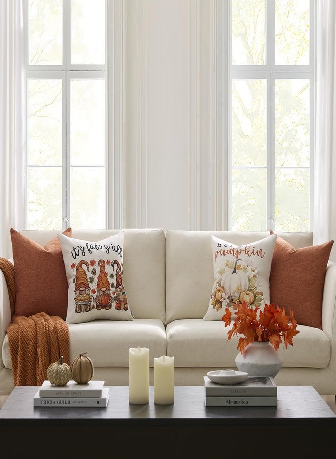 Meekio Set of 4 Fall Pillow Covers 18 x 18 Linen Pillow Covers with Pumpkin Truck Print, Fall Decorations for Home, Thanksgiving Gifts - Image 5