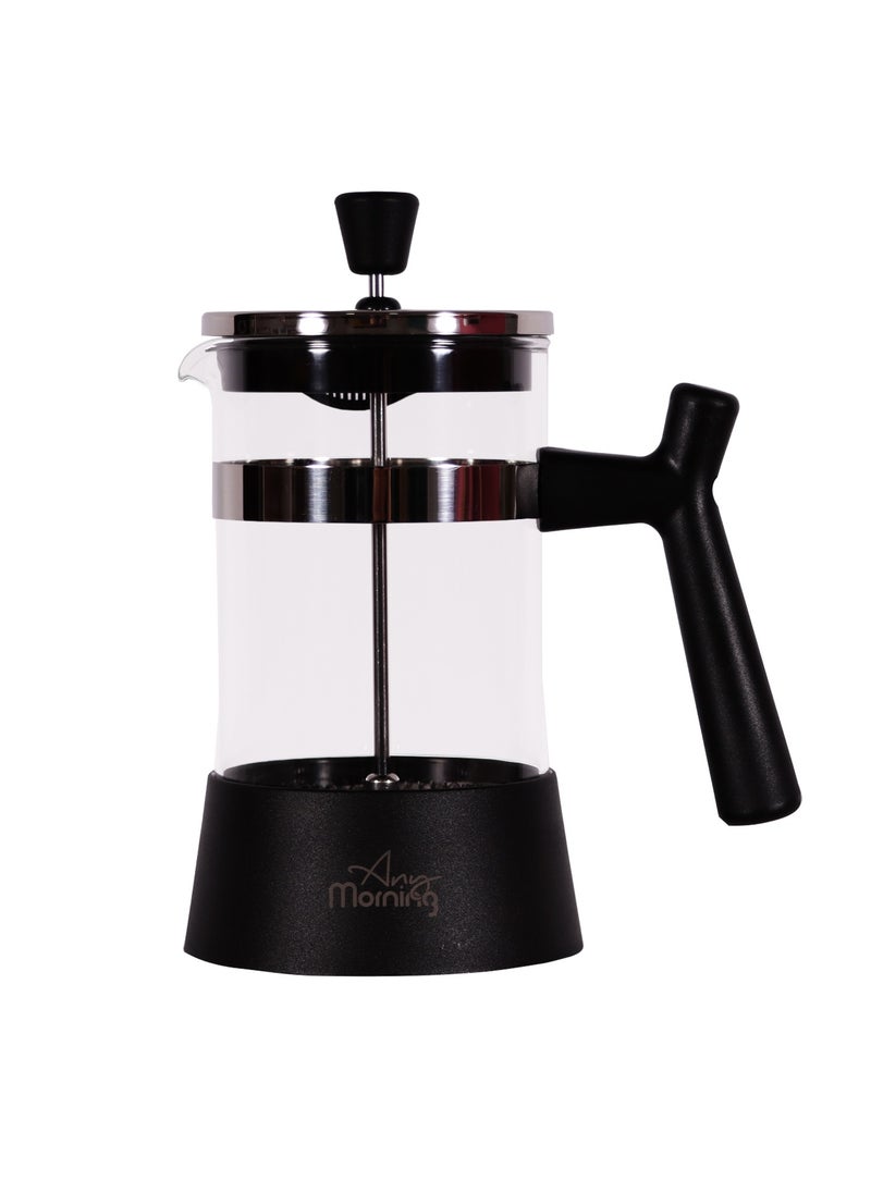 Any Morning French Press Coffee and Tea Maker, 600ml / 20oz / 3 Cups, Fine Mesh Stainless Steel Filters, Borosilicate Glass Tea Press, Portable, Easy to Clean - FF084  - Image 1