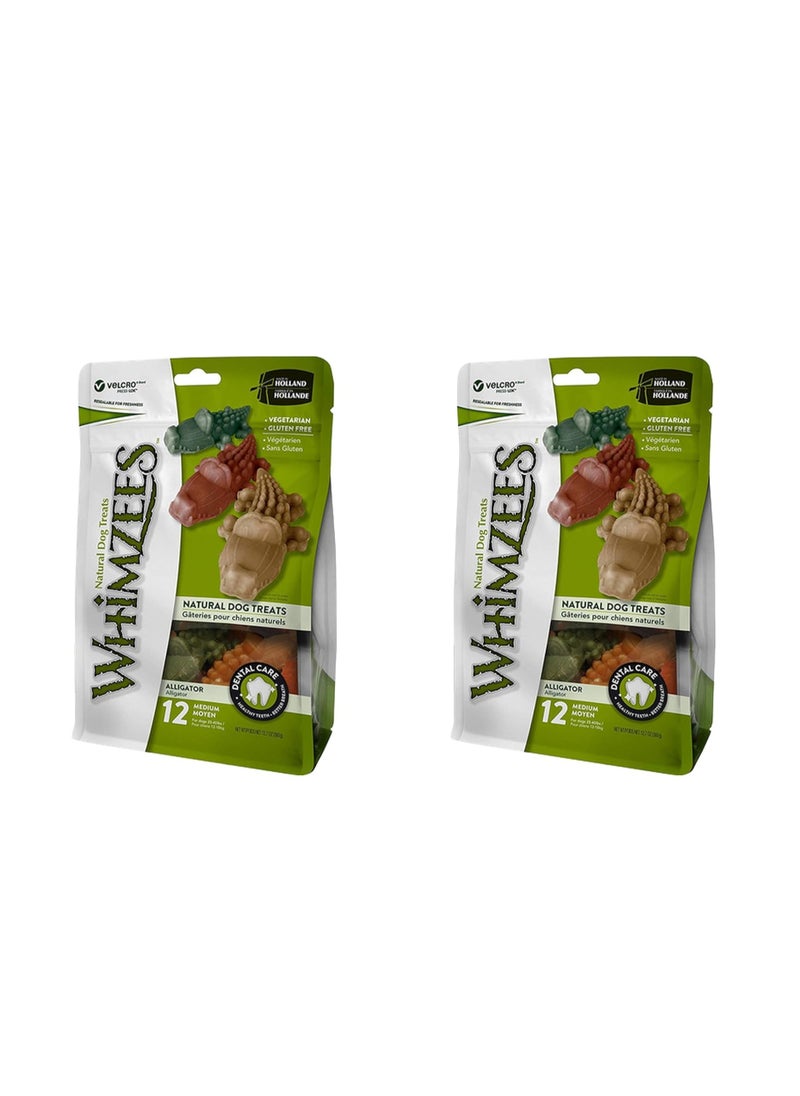 WHIMZEES 24 Count Medium Alligator Chews Gluten Free Natural Dog Treats  - Image 1