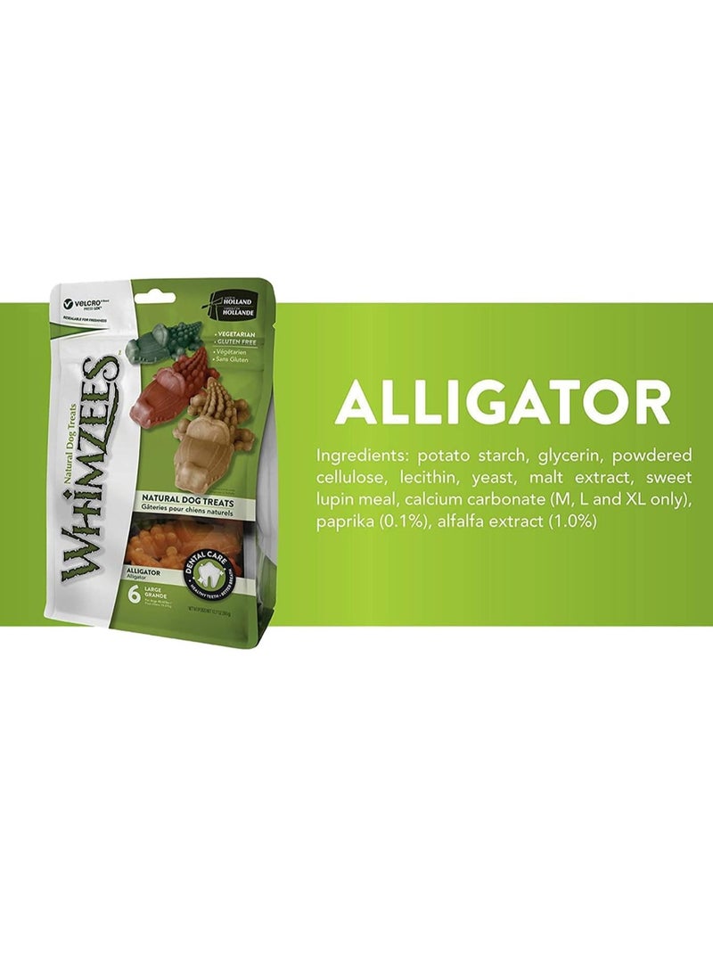 WHIMZEES 24 Count Medium Alligator Chews Gluten Free Natural Dog Treats  - Image 2