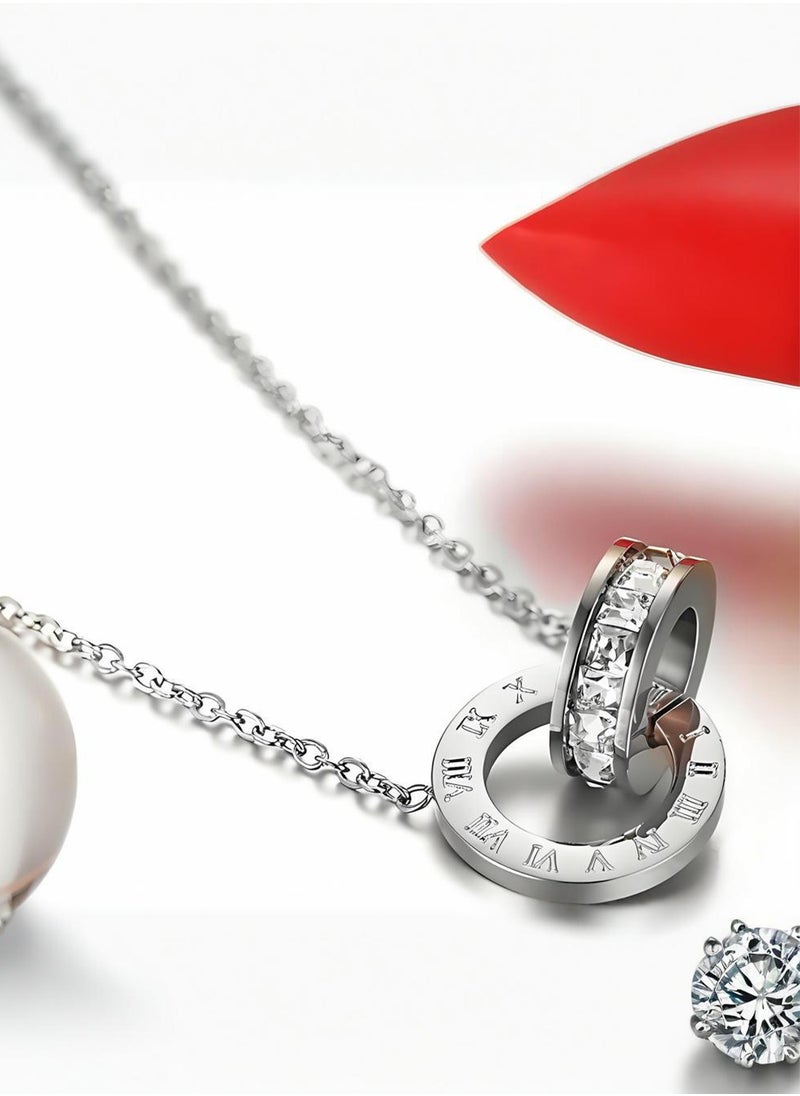 KevKev Elegant Titanium Steel Necklace with Roman Numeral Pendant - Hypoallergenic and Durable Jewelry for His Hers  - Image 3