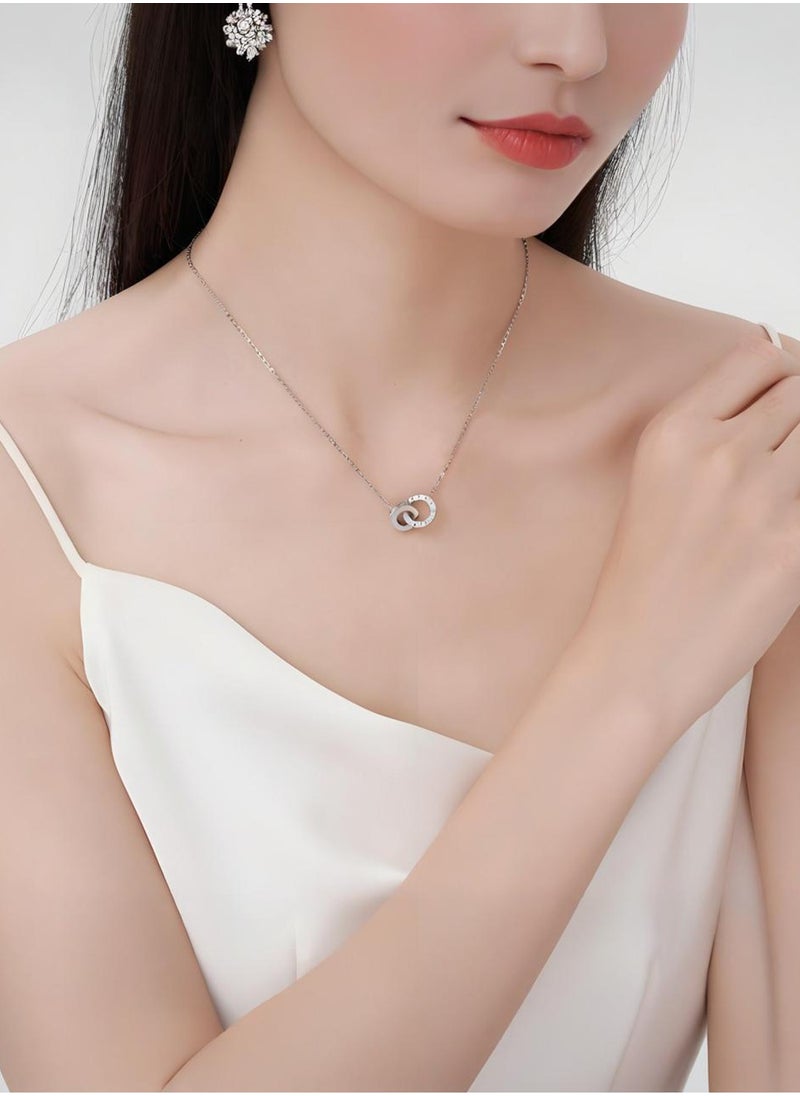 KevKev Elegant Titanium Steel Necklace with Roman Numeral Pendant - Hypoallergenic and Durable Jewelry for His Hers  - Image 2
