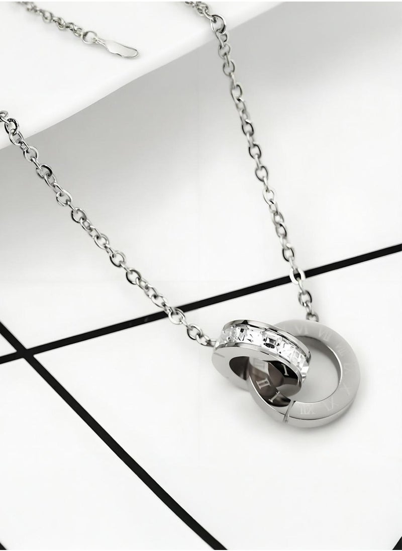 KevKev Elegant Titanium Steel Necklace with Roman Numeral Pendant - Hypoallergenic and Durable Jewelry for His Hers  - Image 4