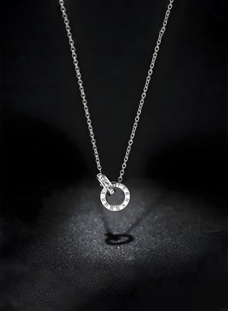 Elegant Titanium Steel Necklace with Roman Numeral Pendant - Hypoallergenic and Durable Jewelry for His Hers