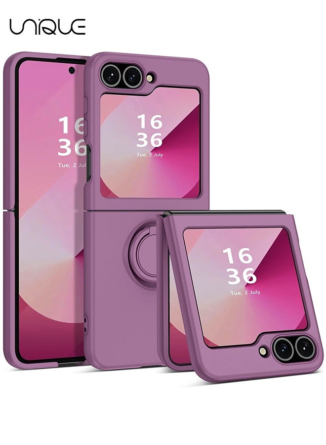Unique For Samsung Galaxy Z Flip 6 Case - with Ring Stand Shockproof Full Body Protection Phone Case for Galaxy Z Flip 6 5G 6.7 Inch - Purple - Image 1