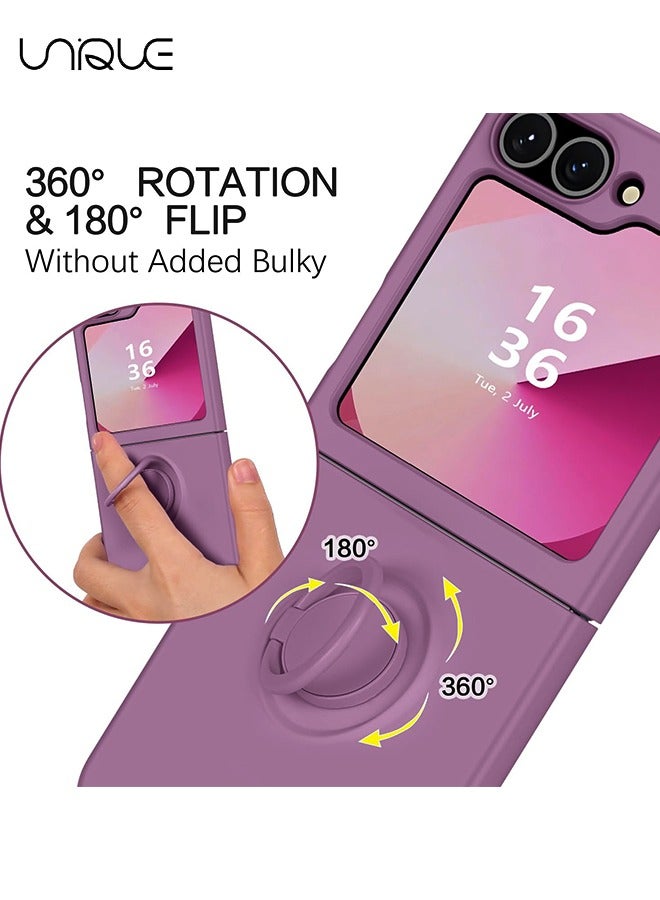 Unique For Samsung Galaxy Z Flip 6 Case - with Ring Stand Shockproof Full Body Protection Phone Case for Galaxy Z Flip 6 5G 6.7 Inch - Purple - Image 4