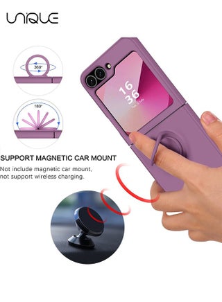 For Samsung Galaxy Z Flip 6 Case - with Ring Stand Shockproof Full Body Protection Phone Case for Galaxy Z Flip 6 5G 6.7 Inch - Purple - view 5