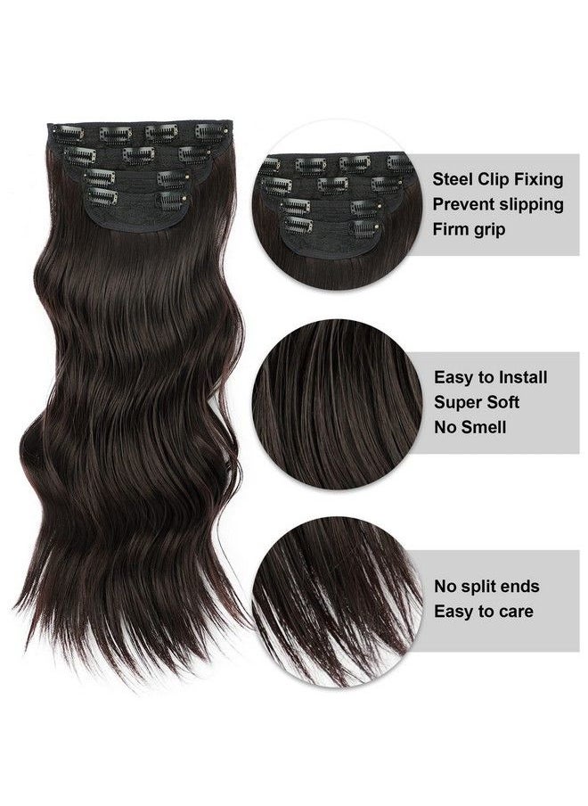 Vigorous - Dark Brown Hair Extension Thick Wavy Clip In Hair Extensions 20 Inch For Full Head - Image 1