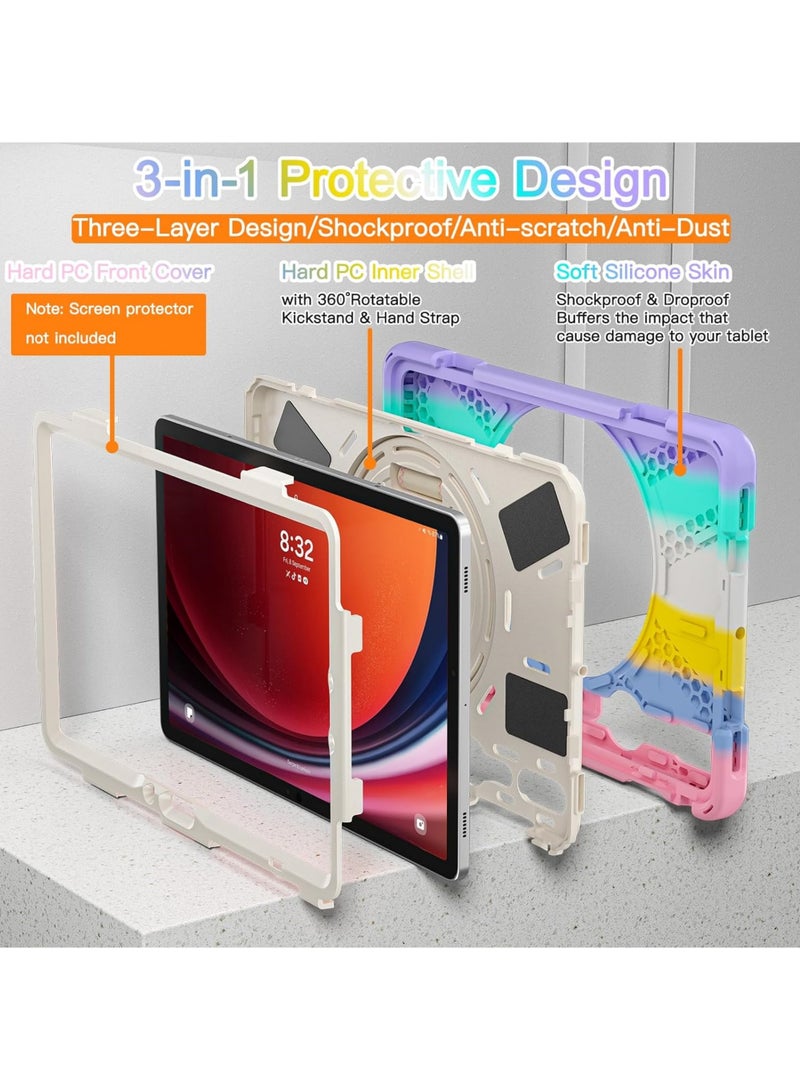 Rock Pow Case For Samsung Galaxy Tab S10 Lite 5G 10.9 inch 2025/S10FE 10.9inch 2025/S9FE 10.9 inch and S9 11inch Case 2023/Tab S8 11 inch 2022/Tab S7 11 inch 2020 Silicone Case with 360 Rotating Kickstand Handle Grip S Pen Holder - Image 5