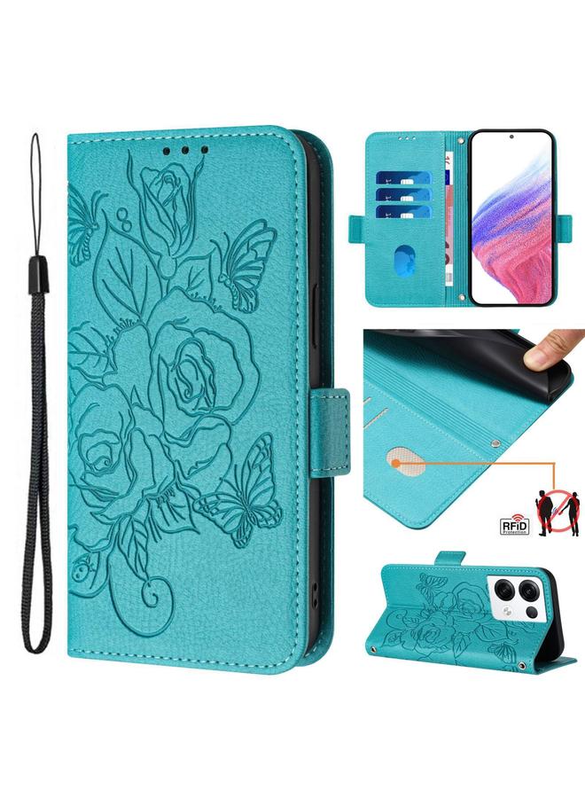 S-TOP Case For OPPO Reno8 Pro 5G Global Embossed Rose RFID Anti-theft Leather Phone Case - Image 1
