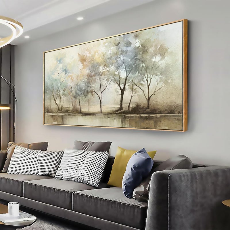 VHMING Abstract Wall Art Artwork Retro Trees Pictures Decor Canvas Painting Framed Ready to Hang Living Room Bedroom and Office Wall Decor 20x40 Inch