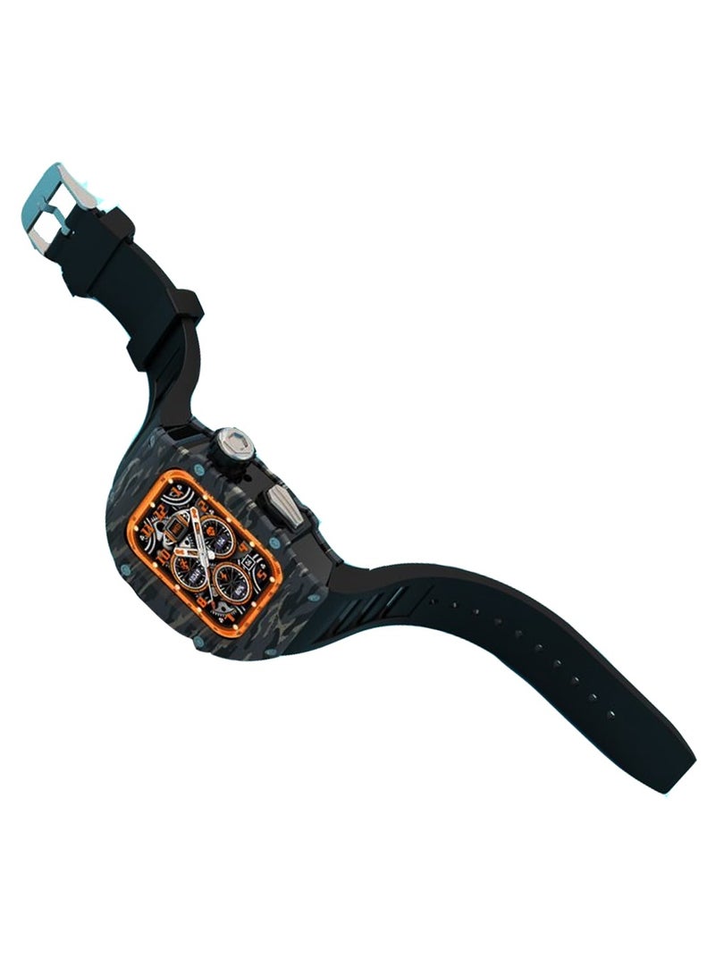 Telzeal Germany TC6 Richard Camouflage Watch With 3 Pair Straps With In Built Protection Case and Wireless Charger For Men's and Boys Black - Image 2