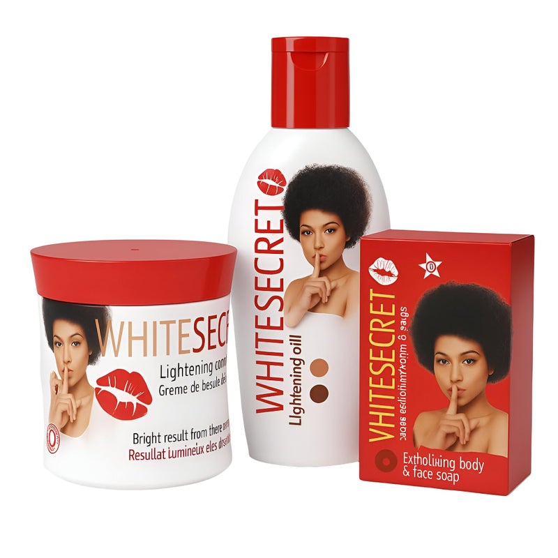 WHITE SECRET 3-in-1 Tone Correction Set â€“ Body Oil, Cream & Soap â€“ Hydrating & Nourishing Skincare Kit for Smooth, Radiant Skin